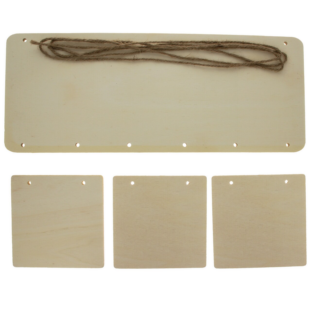 Unfinished Blank Wooden Hanging Plaque Rectangle with Squares Display Board DIY Craft 12.5 Inches